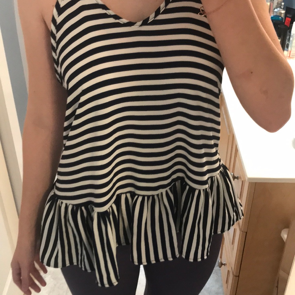 Blue and white summer blouse